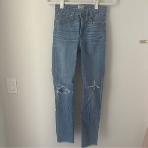 J. Crew - Distressed 9 Inch High Rise Toothpick Jeans